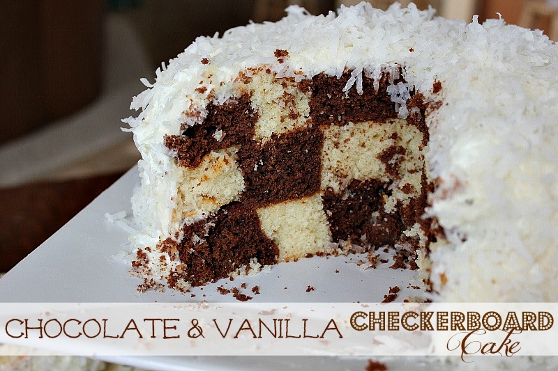 Chocolate and Vanilla Checkerboard Cake