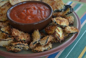 Baked zucchini chips at The Happy Housewife