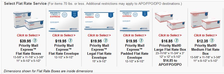 flat rate commercial base pricing large box usps