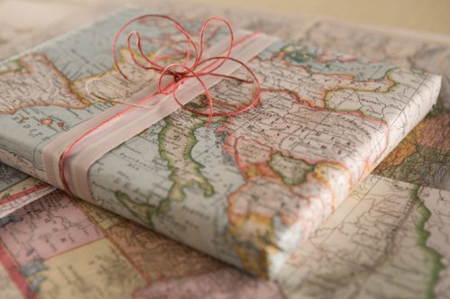 map gift wrap Frugal Gift Wrapping Ideas