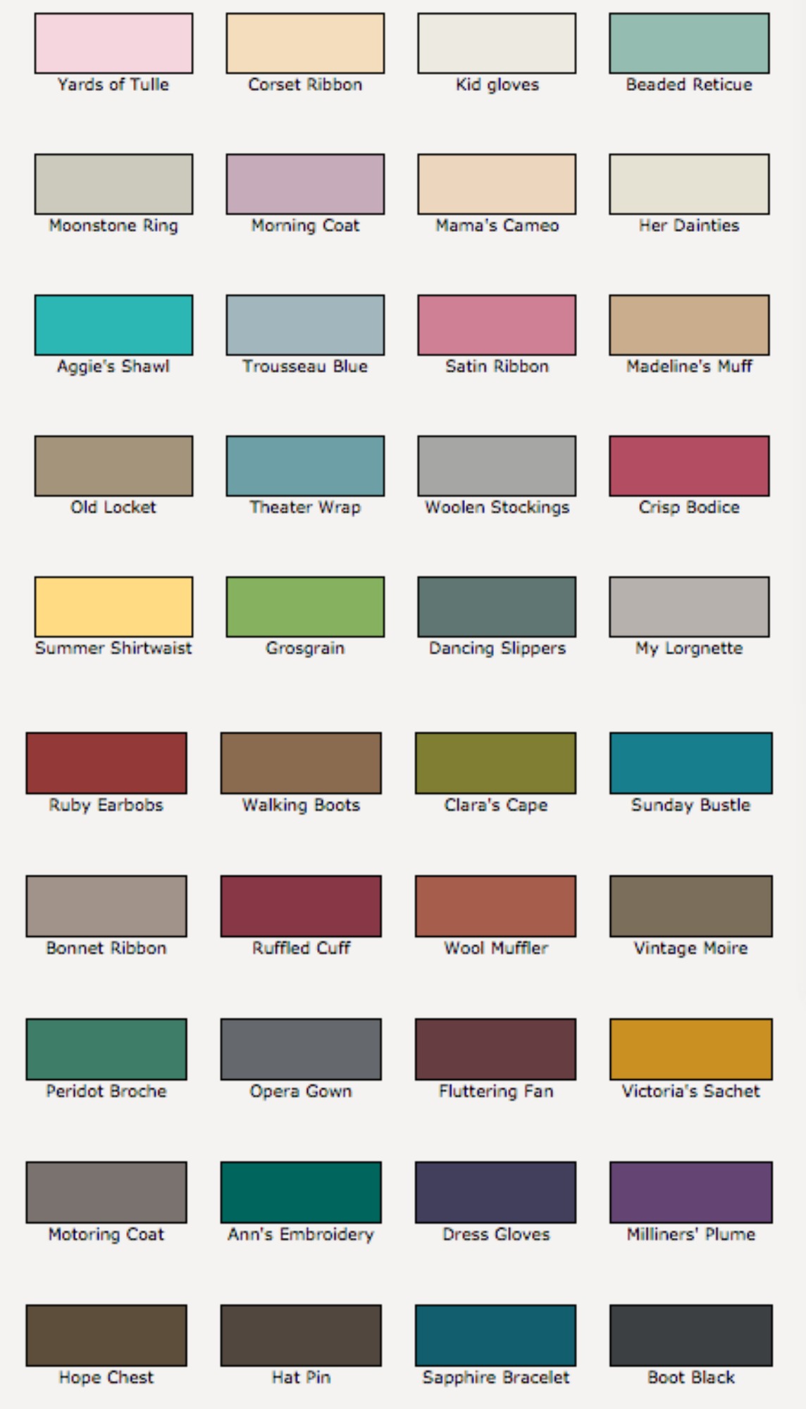 Rust Oleum Chalky Finish Furniture Paint Colour Chart