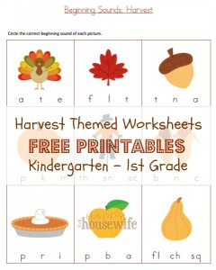 Harvest Themed Worksheets: Free Printables - The Happy Housewife