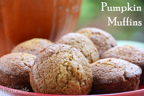 Pumpkin Muffins at The Happy Housewife