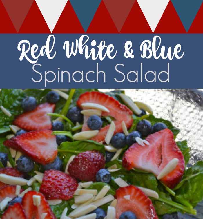 red white and blue spinach salad