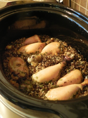 Crock Pot Chicken Legs & Wild Rice at The Happy Housewife