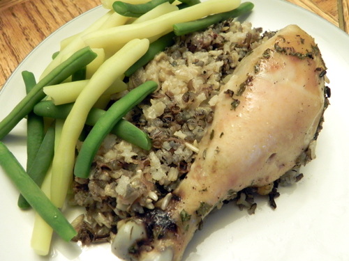 Crock Pot Chicken Legs & Wild Rice at The Happy Housewife