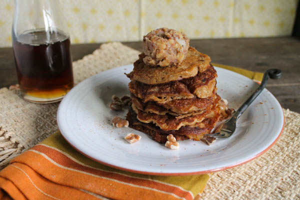 Gluten-Free Oatmeal Pancakes with Walnut Butter at The Happy Housewife