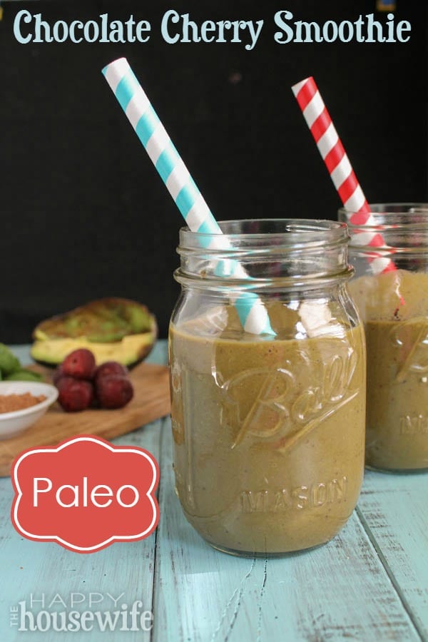 Paleo Chocolate Cherry Smoothie at The Happy Housewife