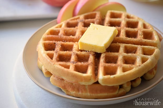 We love waffles at our house, and the addition of chopped apple in these Apple Fritter Waffles gives them a little bit of that fall flavor we all love!