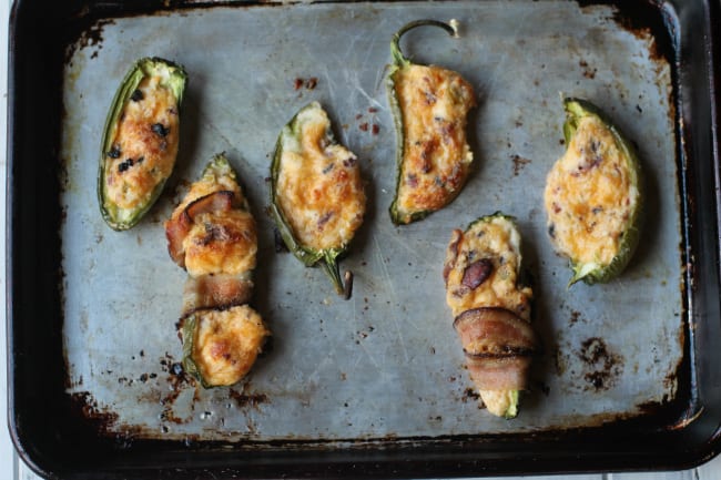 Jalapeño poppers make a great appetizer or a fun football snack. Everyone always loves these. They just happen to be gluten free and grain free.