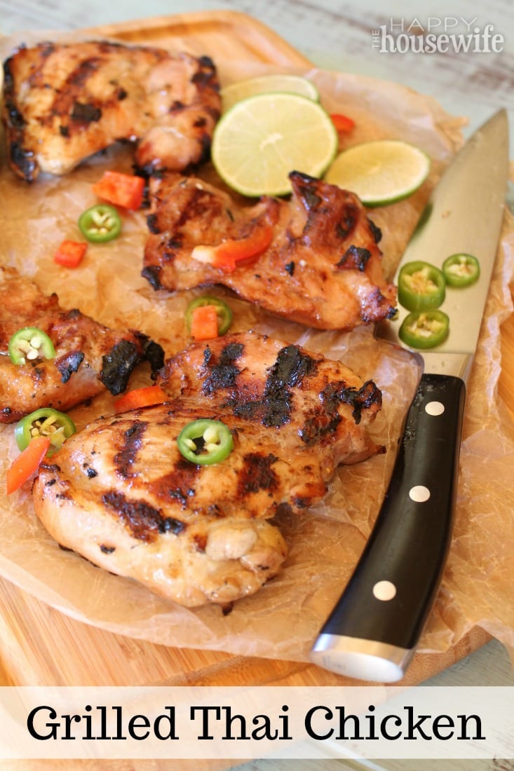 This Grilled Thai Chicken has a luscious marinade full if Thai flavors. Serve this moist chicken over stick rice or a Thai slaw.