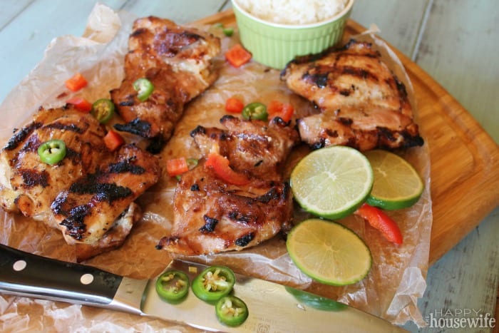 This Grilled Thai Chicken has a luscious marinade full if Thai flavors. Serve this moist chicken over stick rice or a Thai slaw.