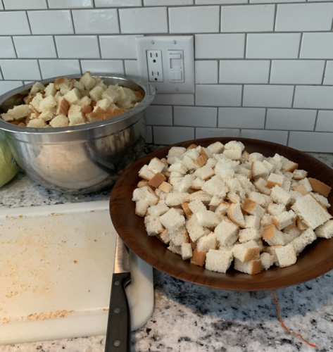 stuffing bread cubes