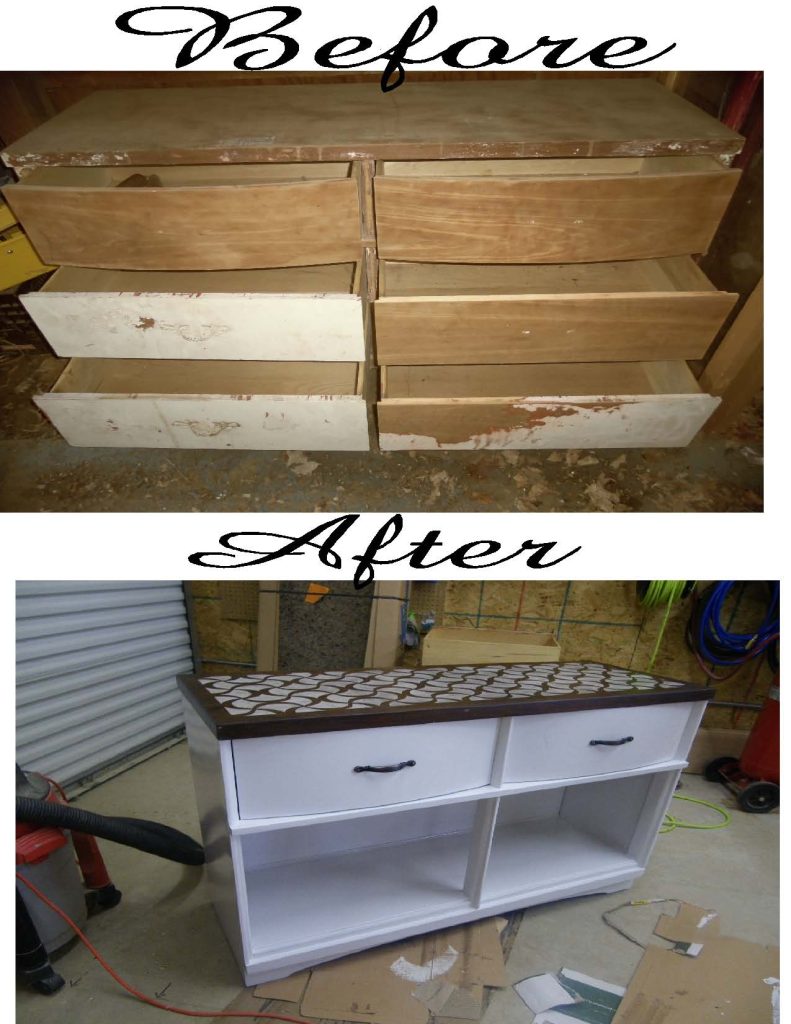 Dresser to buffet stenciled top