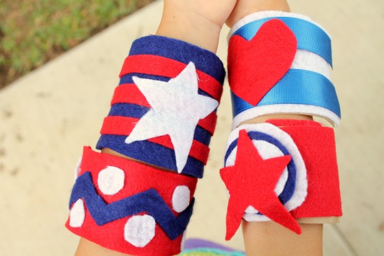 These Patriotic Felt Cuff Bracelets are a fun way to celebrate Independence Day and honor the men and women who are the true superheroes this 4th of July.
