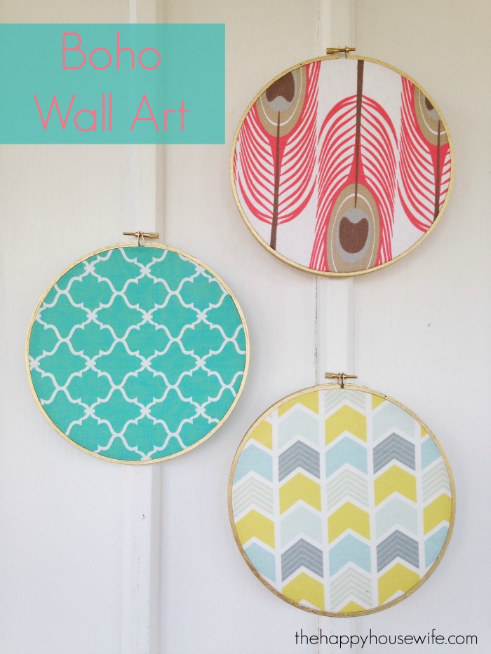 With just a few supplies you can easily make this DIY Boho Fabric Wall Art. And when you want a new look, changing the wall art is as easy as substituting the fabric with a new piece.