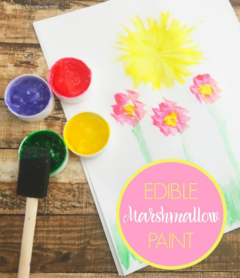 This easy edible marshmallow paint is safe for kids and is made from common kitchen ingredients. You can let young kids help to measure and stir, and, of course, choose the colors!