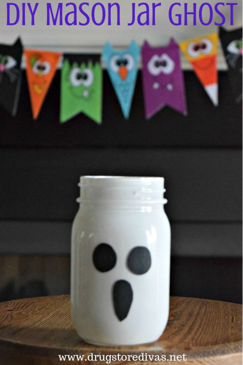 painted mason jar craft ghost 