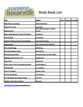 Birds Book List
