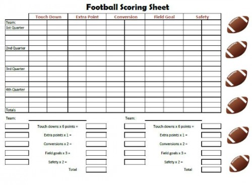 Football Scoring Sheet