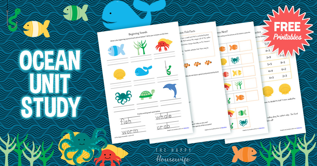 Ocean Unit Study Worksheets and Printables - The Happy Housewife