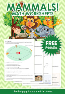 Math Worksheets (Mammals): Free Printables - The Happy Housewife