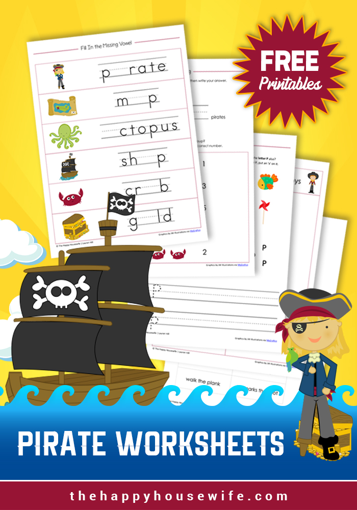 Pirate Worksheets: Free Printables - The Happy Housewife™ :: Home Schooling