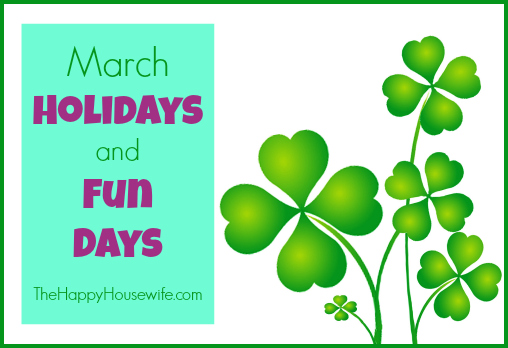 Try these activities for March Holidays and Fun Days to help break the monotony and add excitement, interest, and learning to your homeschool day.