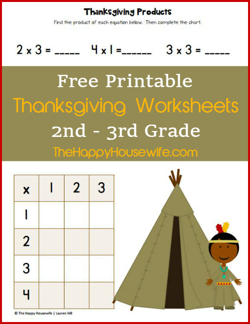  Free Printable Thanksgiving Worksheets for 2nd-3rd Grade at The Happy Housewife