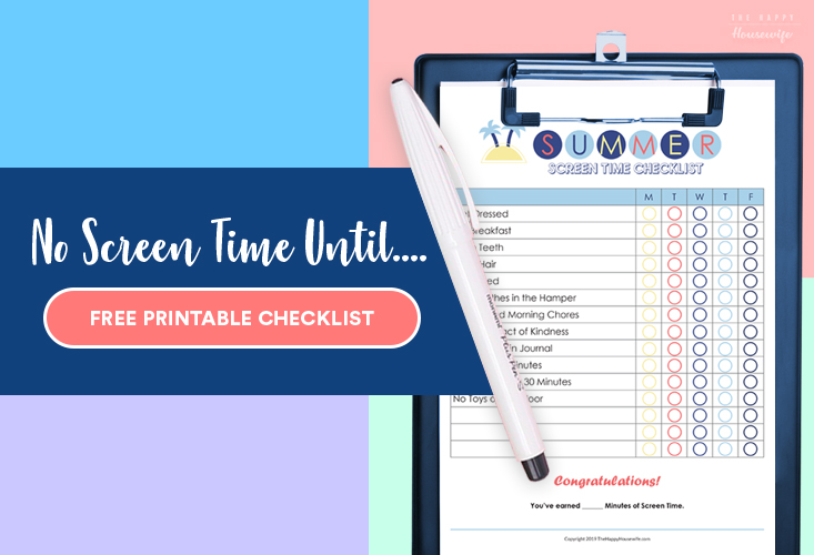 No Screen Time Until Free Printable Checklist